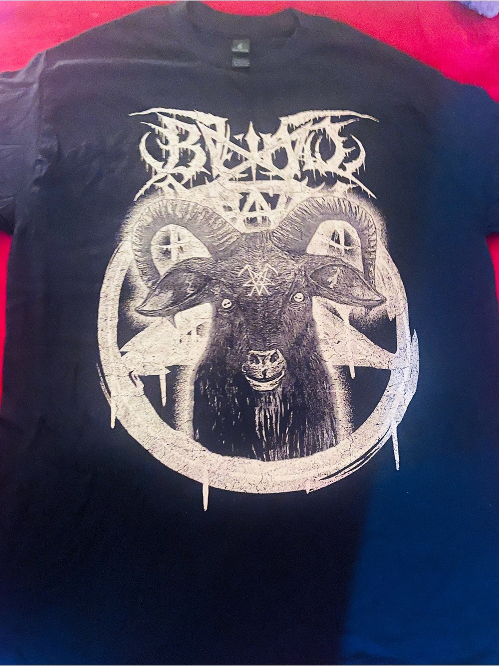 Black Graphic Goat Pentagram Band Tee